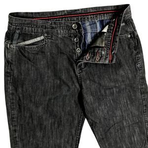 Hurley X Jeans Men's 34X34 Black Relaxed Fit Straight Skater Y2K Button Fly 2007